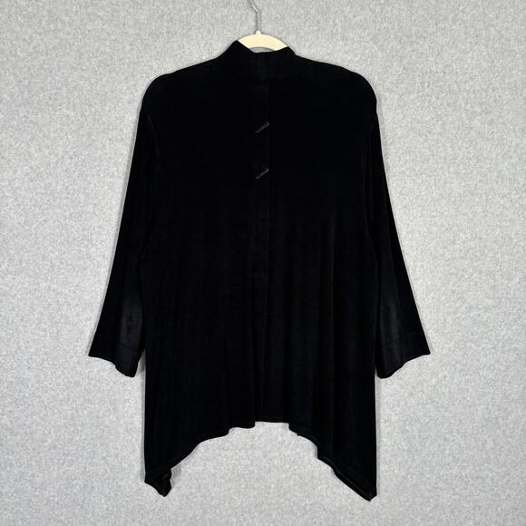 Chicos Travelers Cardigan XL 3 Open Slinky Hi Lo Asymmetric Acetate Tunic Flowy* - Picture 8 of 12